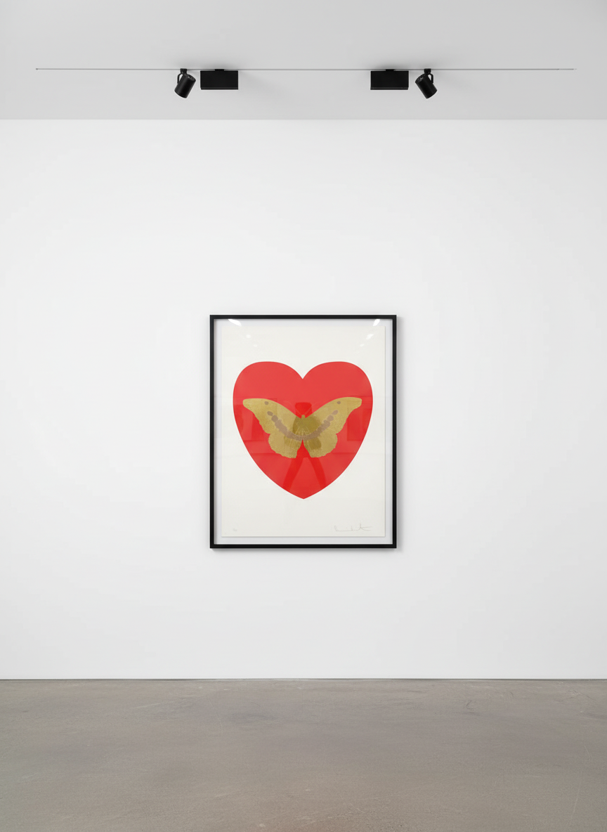Damien Hirst - I Love You (Red/Oriental Gold/Cool Gold), 2015, Silkscreen and 2 colour foil block on Somerset Satin 410gsm