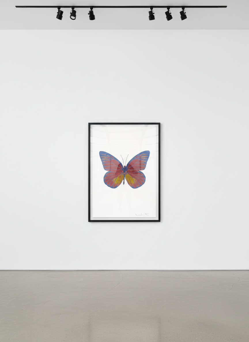 Damien Hirst - Souls I (Loganberry Pink/ Oriental Gold/ Cornflower Blue), 2010, Two color foil block print