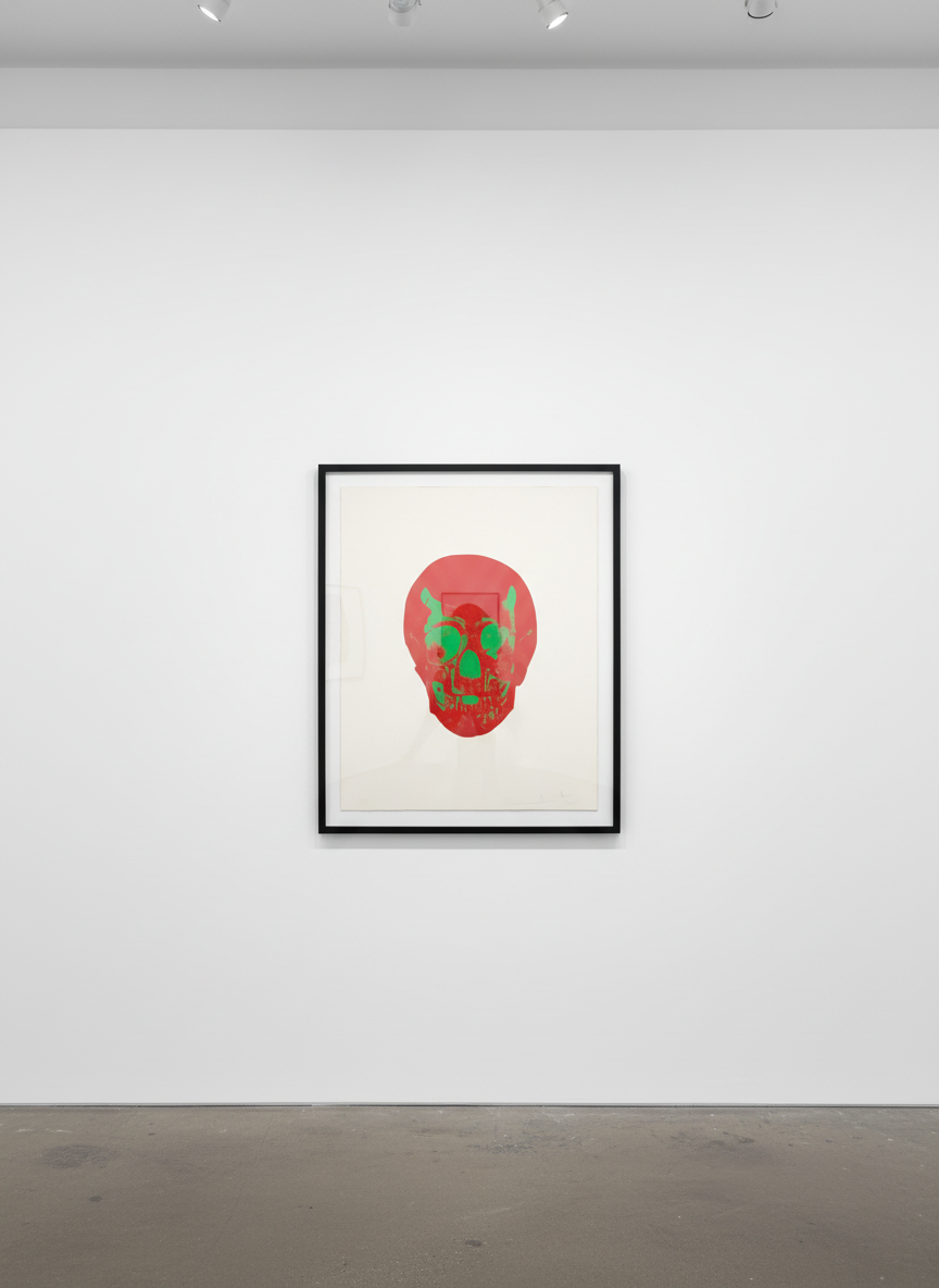 Damien Hirst - The Dead - Chili Red/Lime Green, 2009, Two colour foil blocks on arches paper