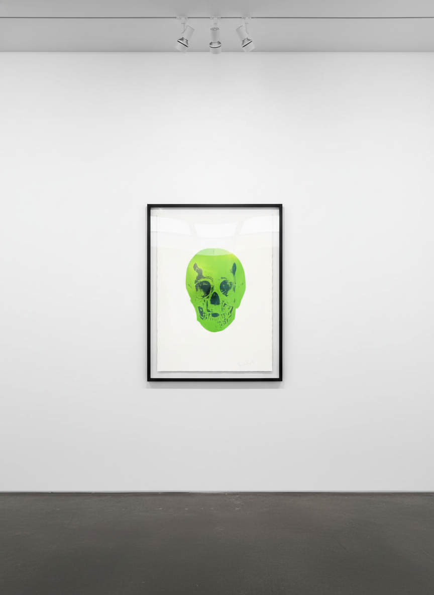 Damien Hirst - The Dead (Lime green/ racing green), 2009, Two colour foil blocks on arches paper