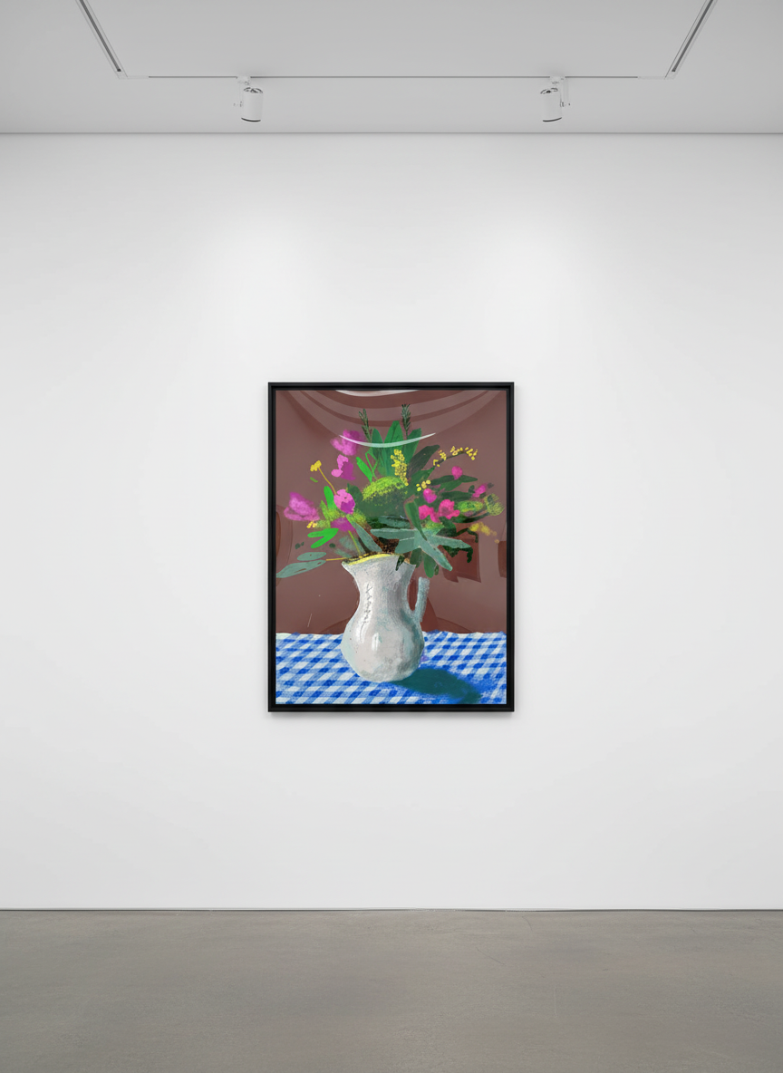 David Hockney - 15th March 2021, Flowers in a Jug, 2021, iPad painting printed on paper