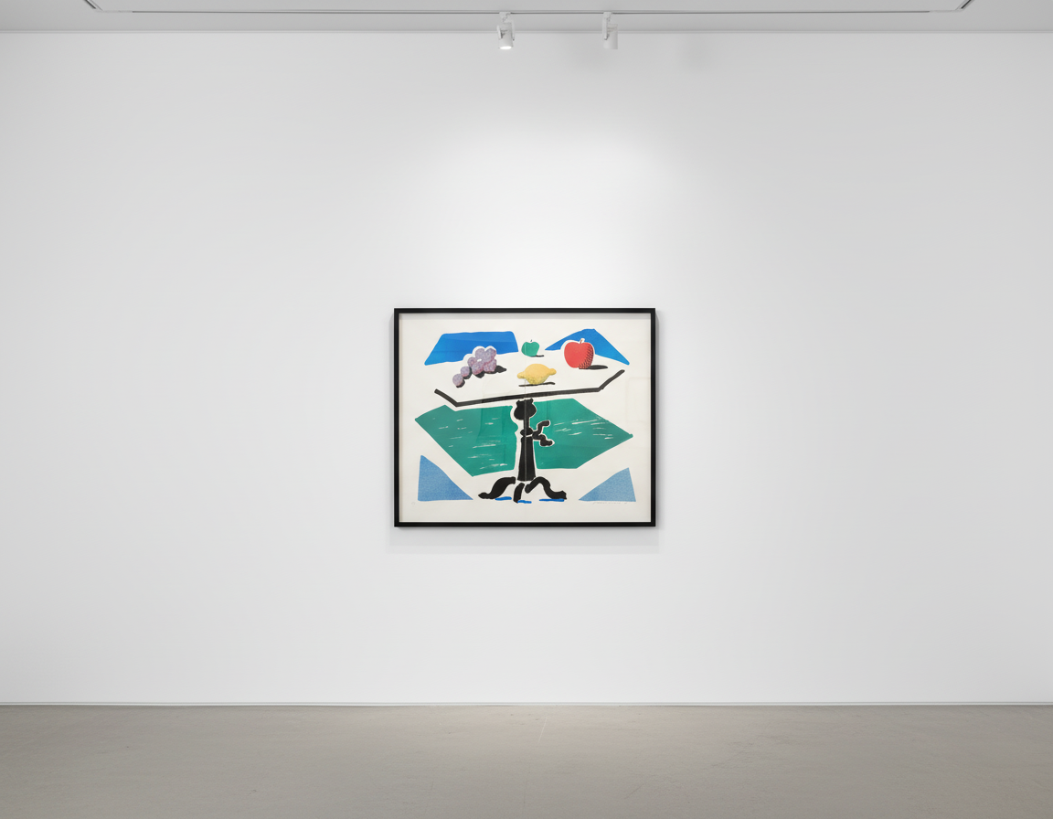 David Hockney - Apple, Grapes, Lemon on a Table (For Bam), 1988, Home Made Print on two sheets of paper