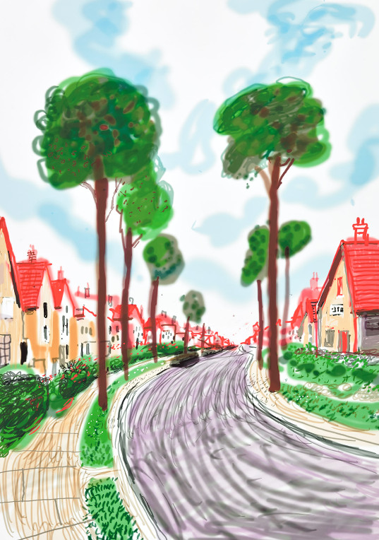 David Hockney - Cardigan Road, 2008, Inkjet Printed Computer Drawing on Paper