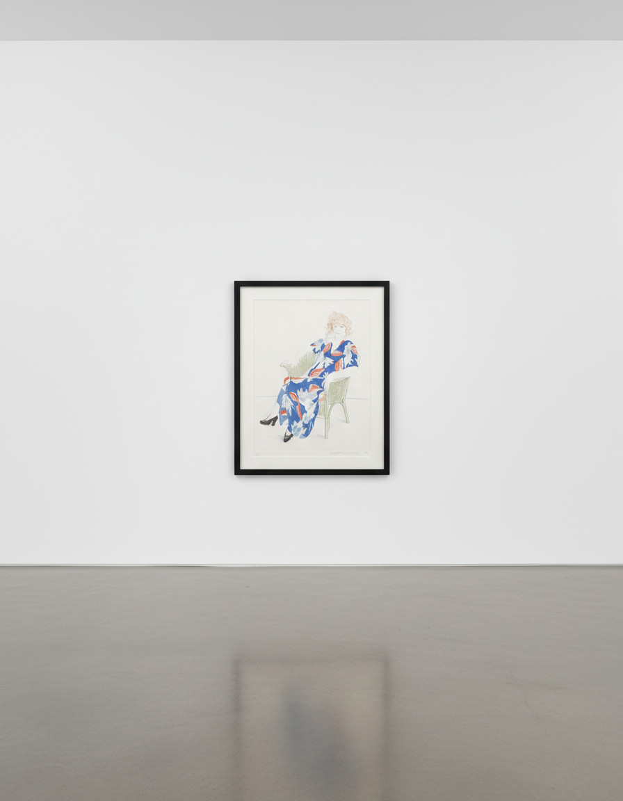 David Hockney - Celia In A Wicker Chair, 1974, Soft-ground etching and aquatint printed on Rives BFK mould-made paper by M...