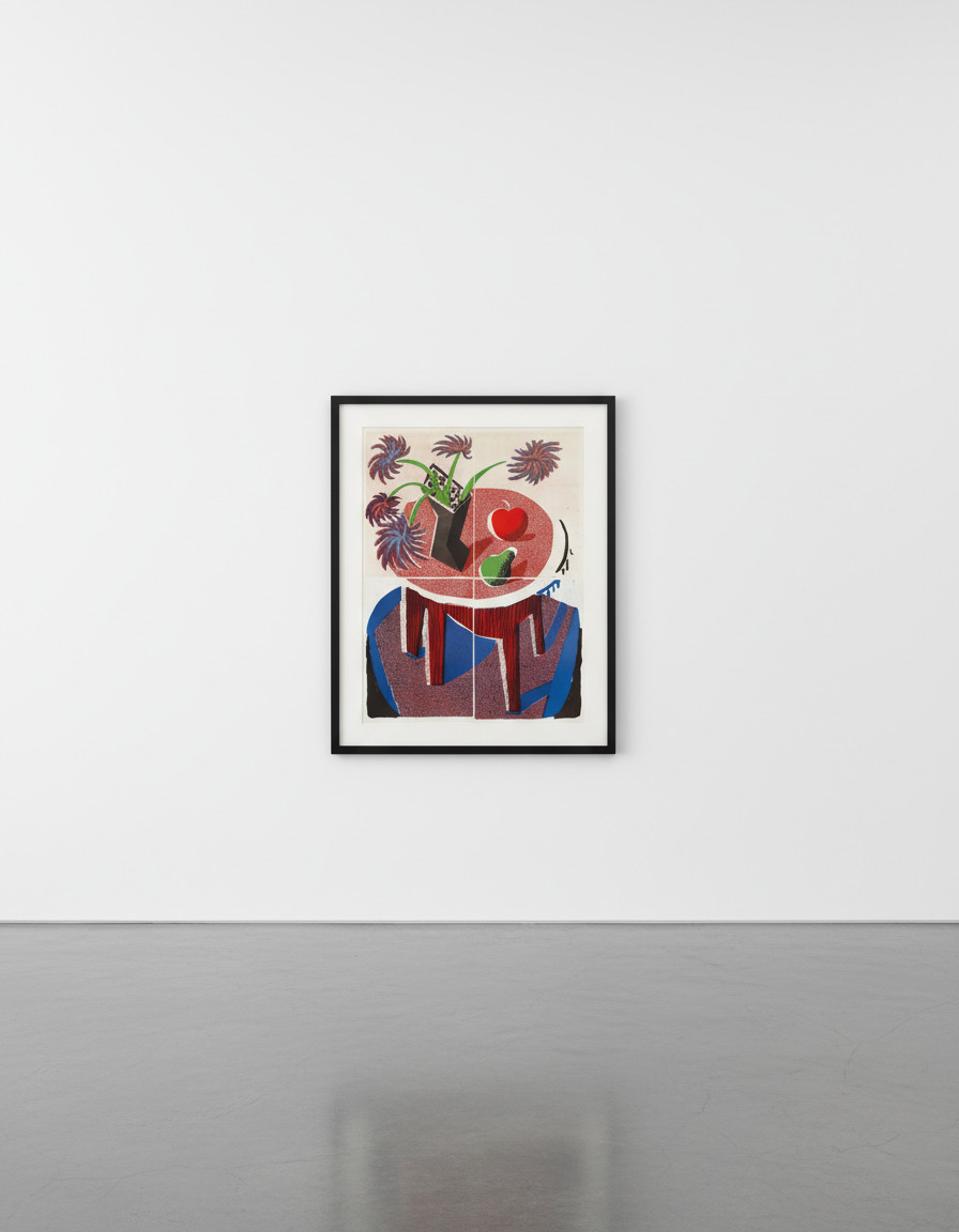 David Hockney - Flowers, Apples, and Pear on a Table, 1986, Home Made Print on four sheets of paper
