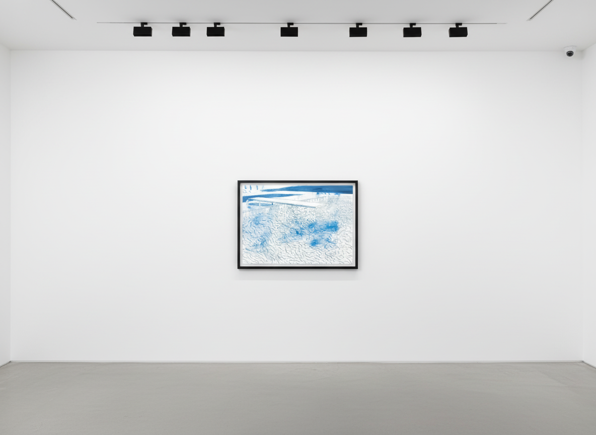 David Hockney - Lithograph of Water Made Of Lines, Blue Wash, 1980, Lithograph in colors on wove paper