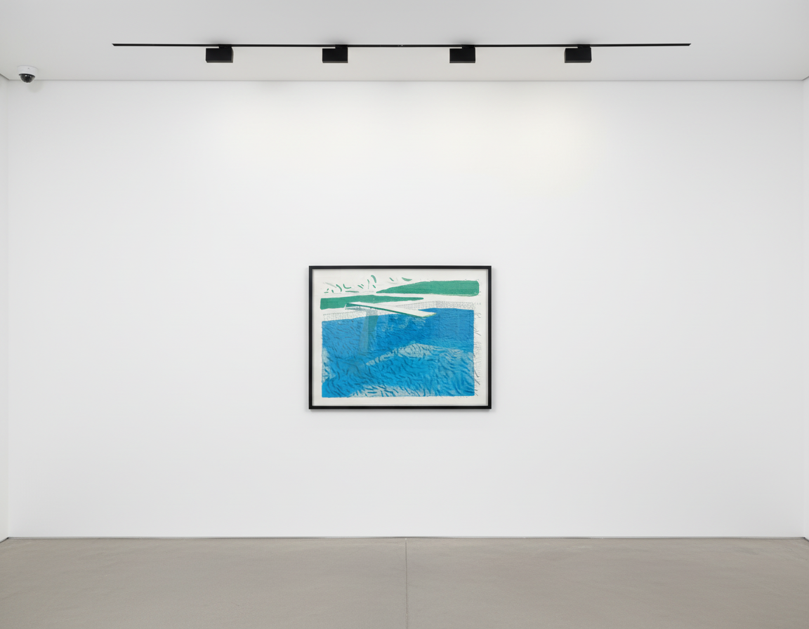 David Hockney - Lithograph Of Water Made Of Lines, Crayon And Two Blue Washes, 1980, Lithograph in colors on wove paper