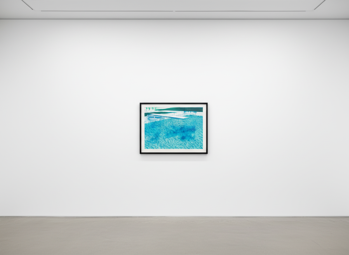 David Hockney - Lithograph of Water Made Of Lines With Two Light Blue Washes, 1978-1980, Lithograph in colors on wove paper