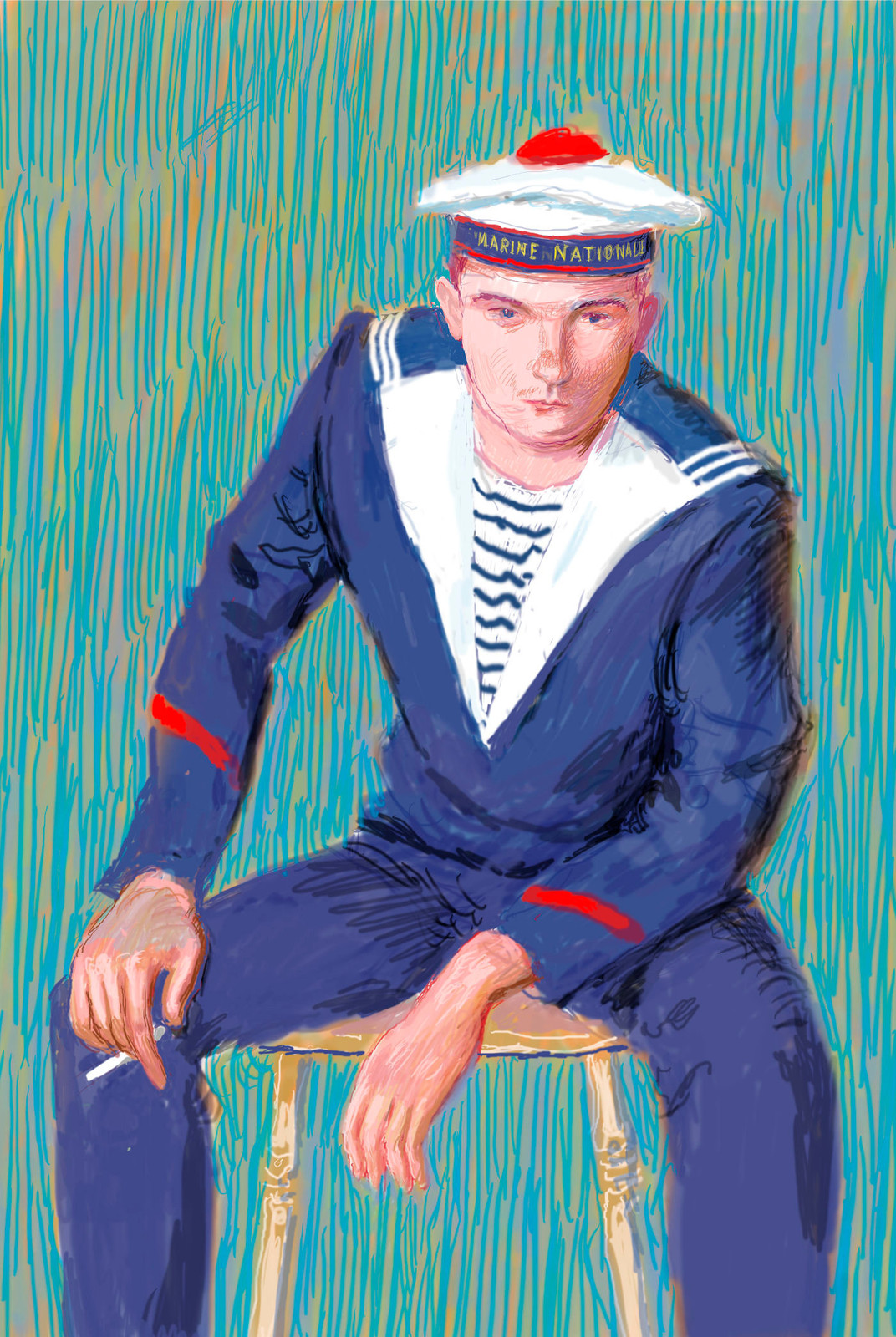 David Hockney - Matelot Kevin Druez 1, 2009, Computer drawing in colors, printed on wove paper