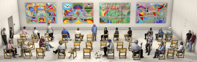 David Hockney - Pictures At An Exhibition, 2018, Photographic drawing