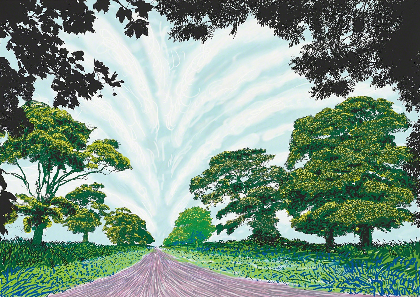 David Hockney - Summer Sky, 2008, Inkjet Printed Computer Drawing on Paper