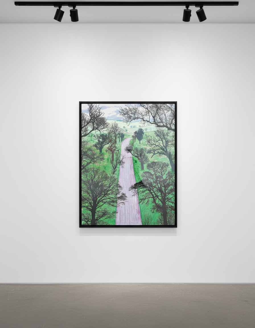 David Hockney - Winter Road Near Kilham, 2008, Computer Drawing on Paper