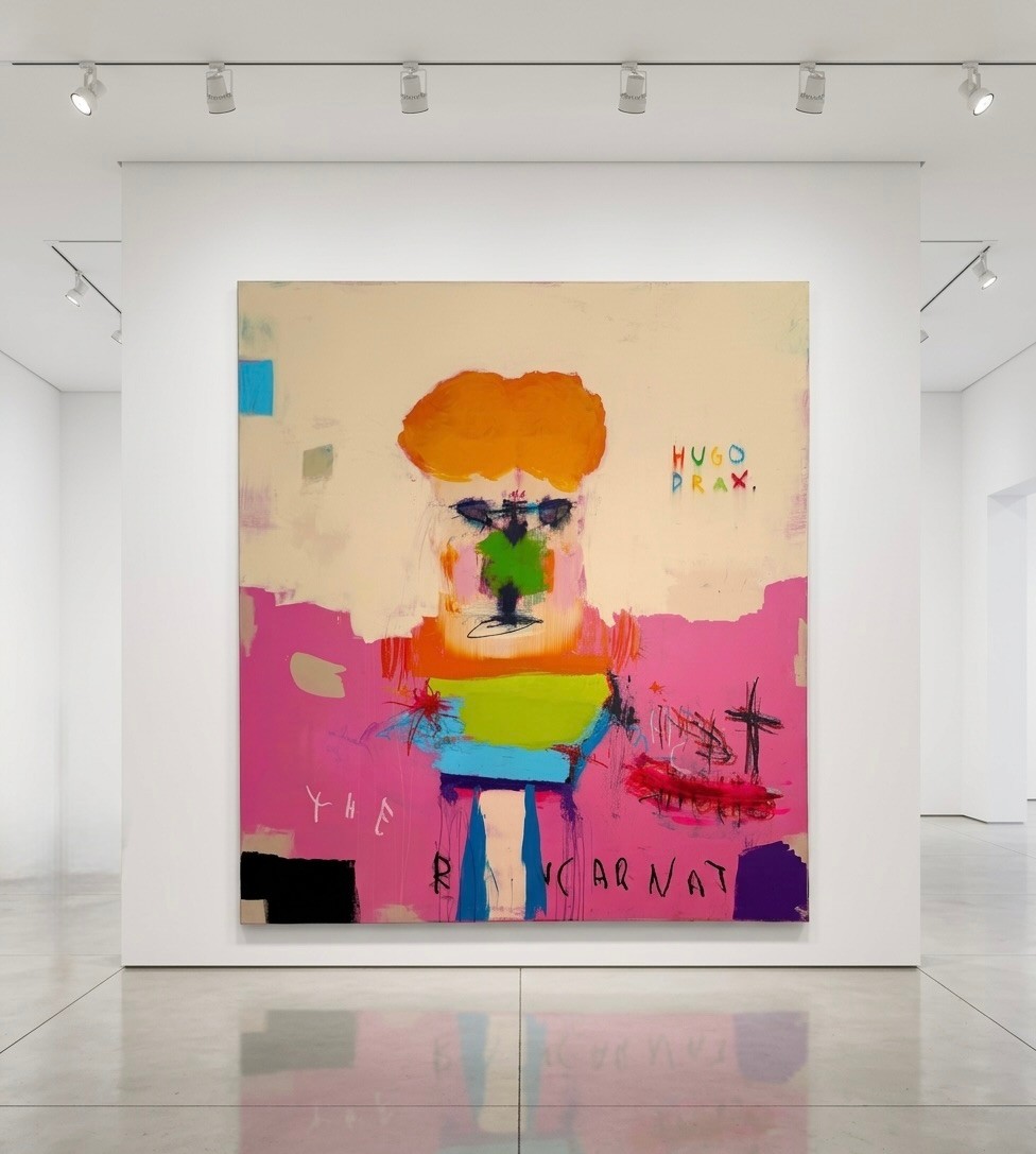David Pher - The Reincarnation of Hugo Drax, 2025, Acryl, Oil, Charcoal on Canvas