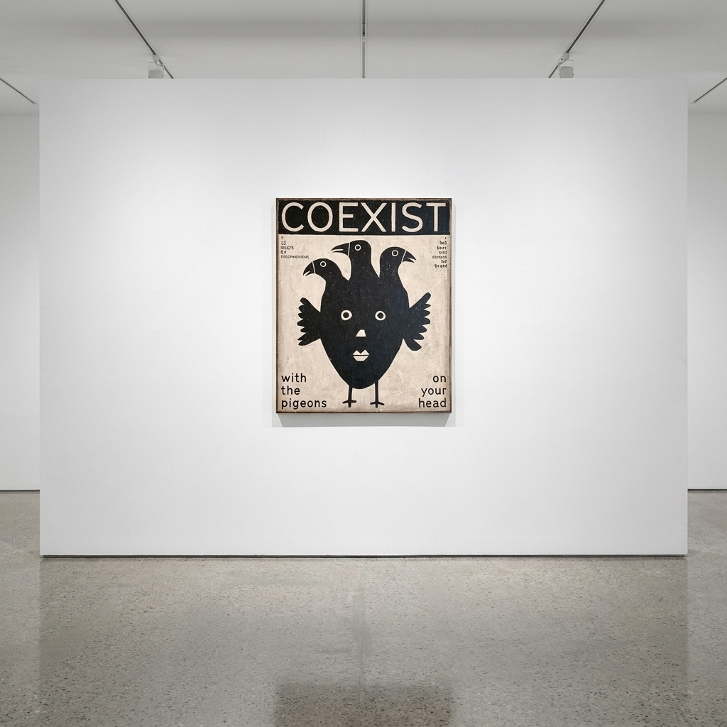 David Schmitt - Coexsist, 2026, Mixed Media on Raw Acrylic Canvas | Hand-Framed with Oak