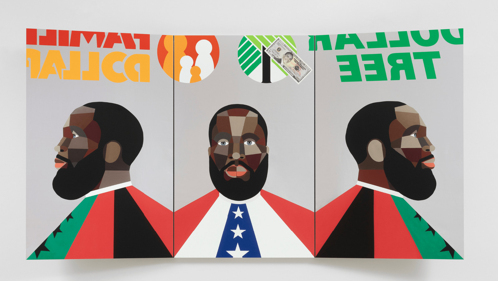 Derrick Adams - Mirroring Idealism, 2021, Wall relief of UV curable pigment on Mirror Dibond