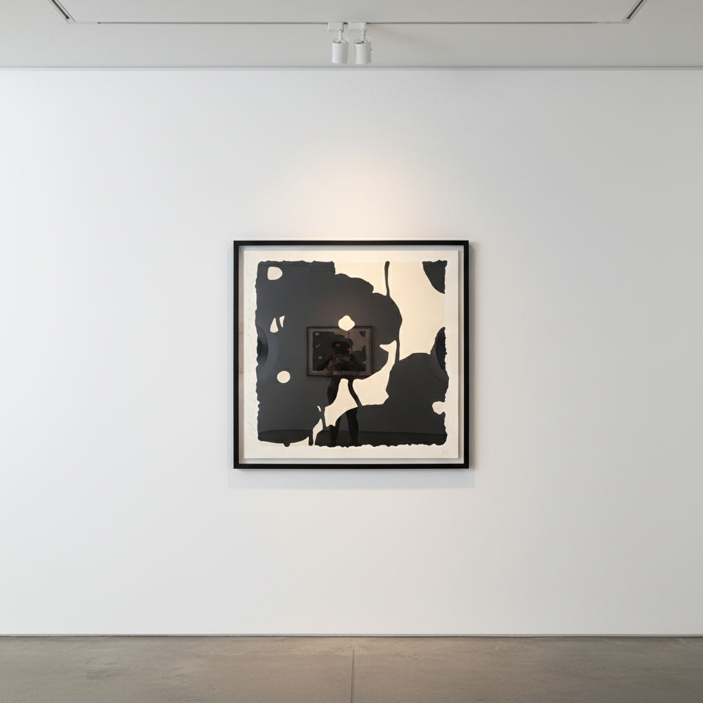 Donald Sultan - Black Poppies, Sept 7, 2022, Color Silkscreen with enamel inks, flocking, and tar-like texture on Rising 2...