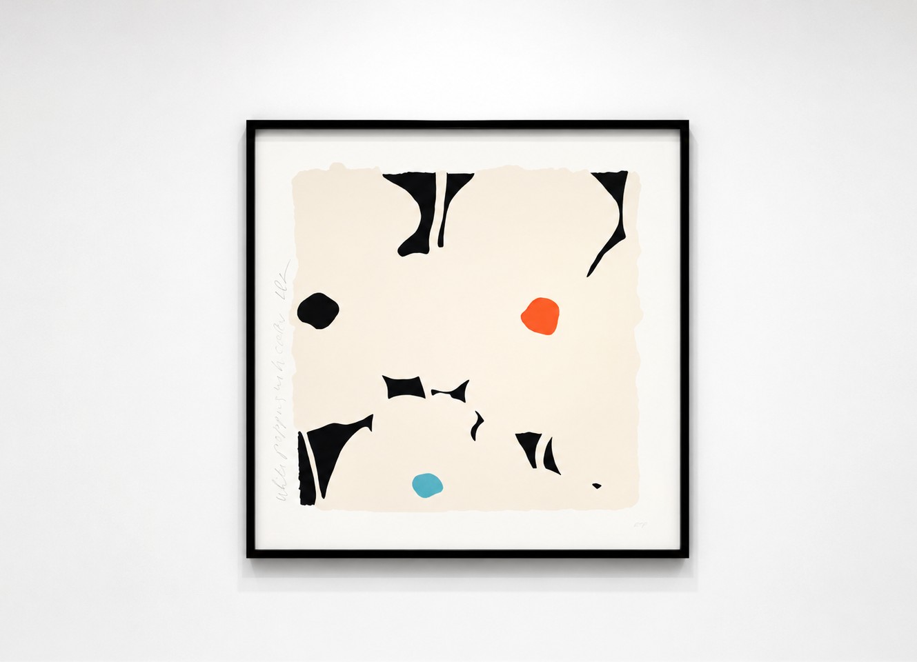 Donald Sultan - White Poppies with Colors, 2026, Color silkscreen with enamel inks, flocking, and tar-like texture on Risi...