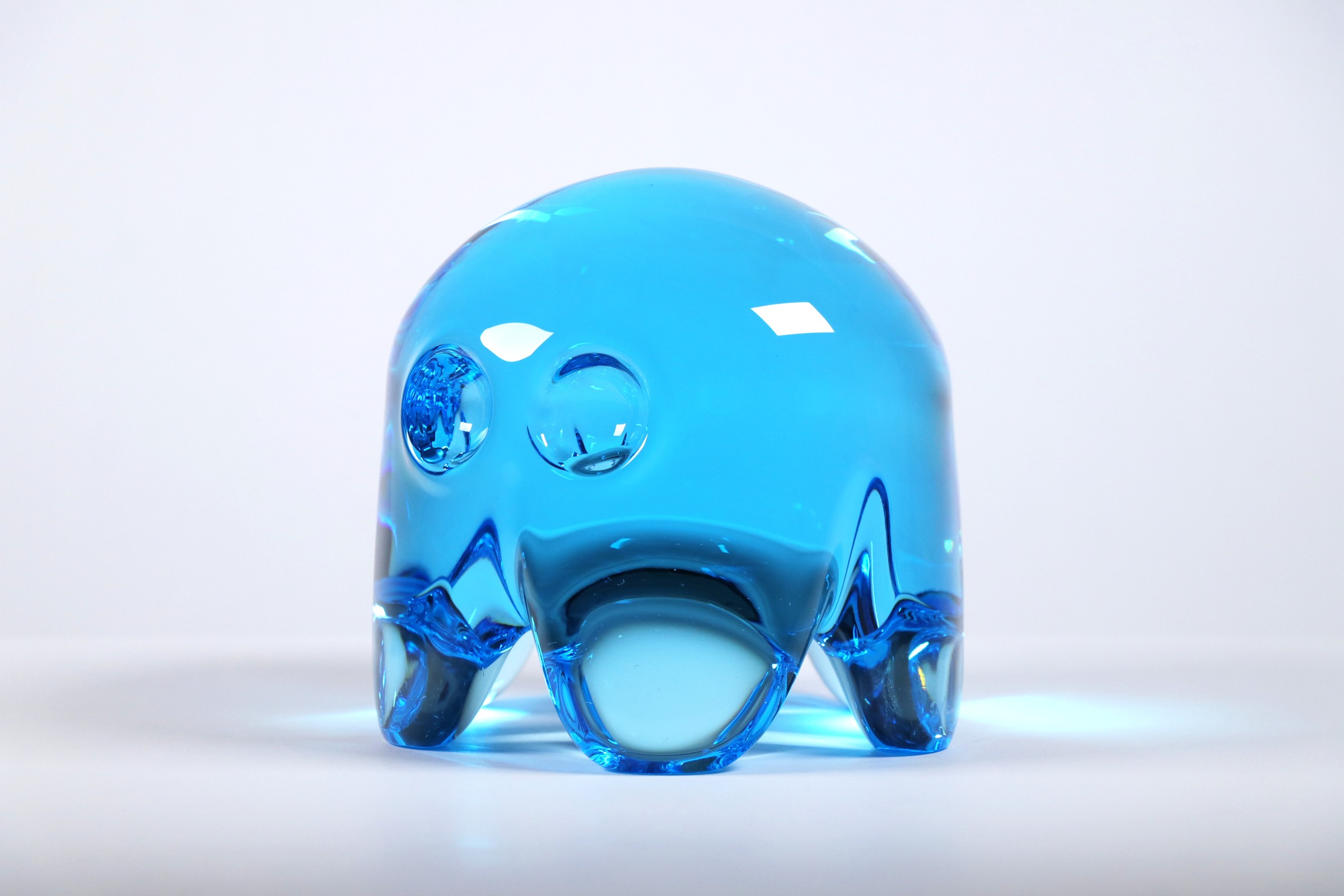 Dylan Martinez - Inky Pac-Man Ghost, 2026, Hand blown glass sculpture