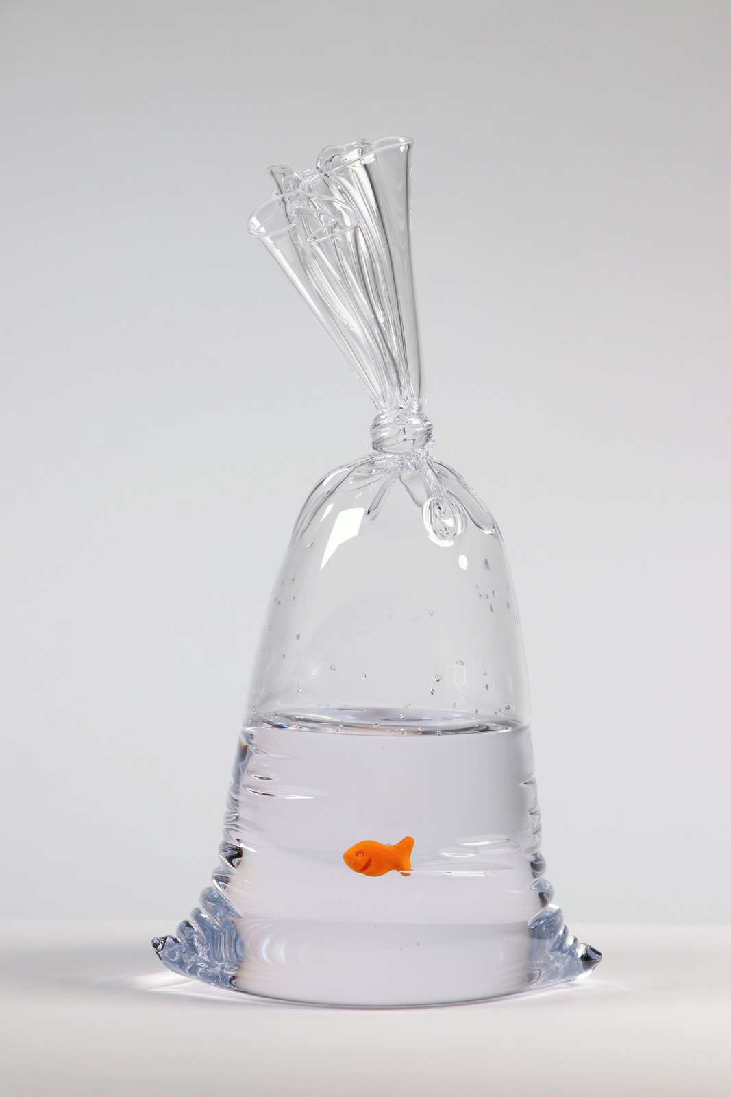 Dylan Martinez - Limited Edition Goldfish Cracker Water Bag (203), 2023, Hand blown glass sculpture with ceramic fish element