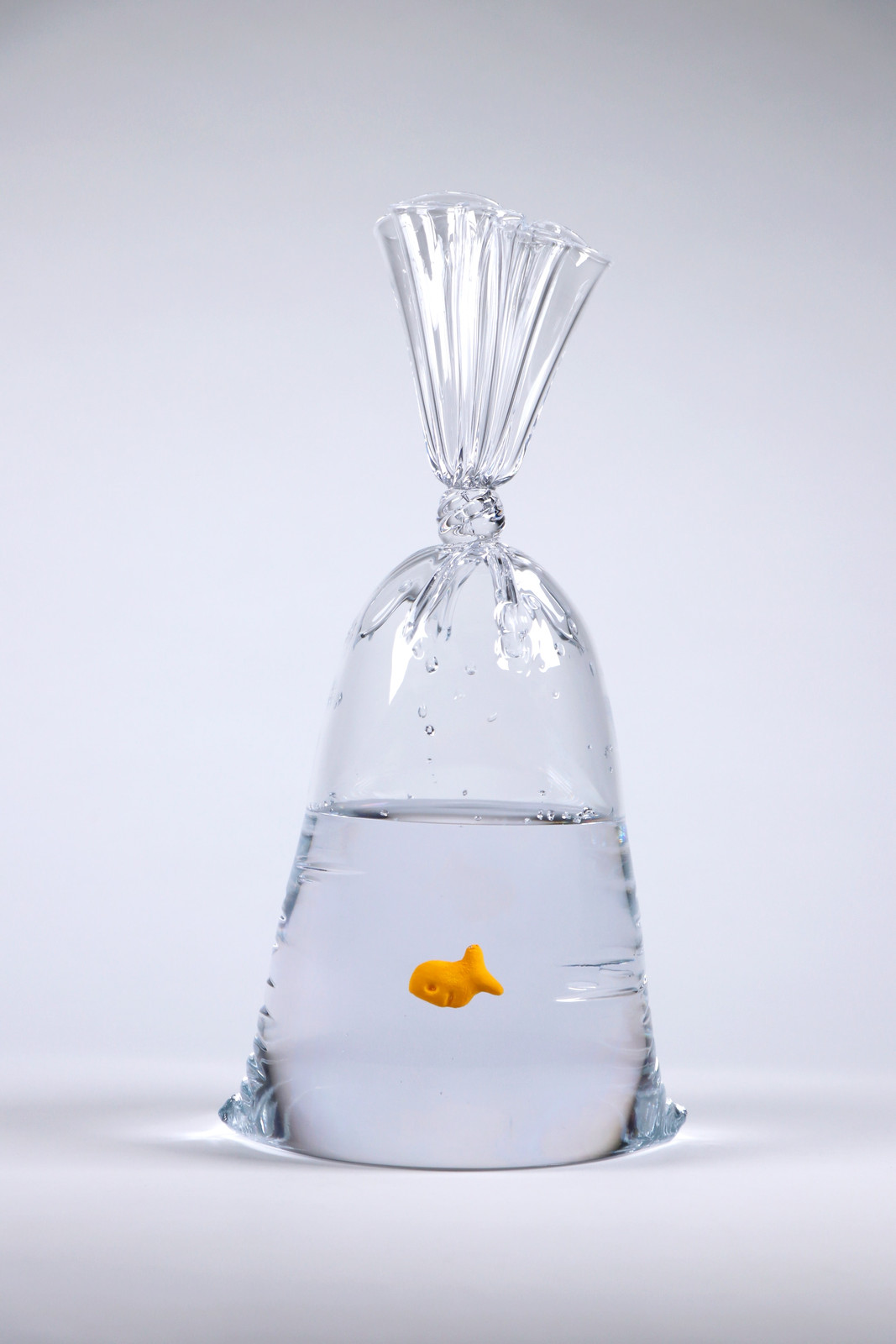 Dylan Martinez - Limited Edition Goldfish Cracker Water Bag (240)-, 2024, `Hand blown glass sculpture with ceramic fish el...