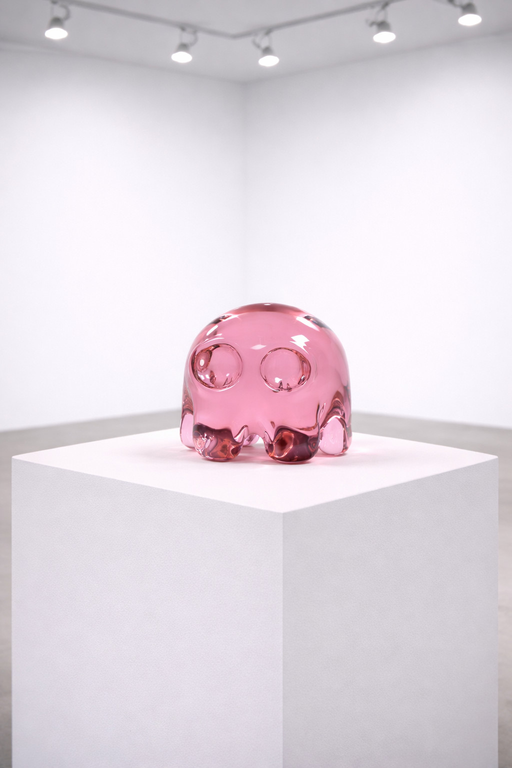 Dylan Martinez - Pac-Man Sculpture Pinky (Small), 2025, Hand-blown glass sculpture