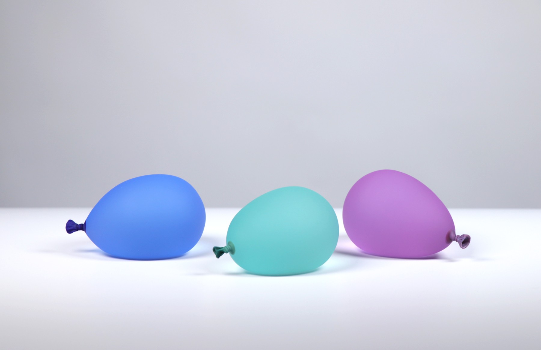 Dylan Martinez - Water Balloon Trio 2 - Cool Breeze, Light Green, Purple, 2026, Glass Sculptures - Hot Sculpted, Sandblast...