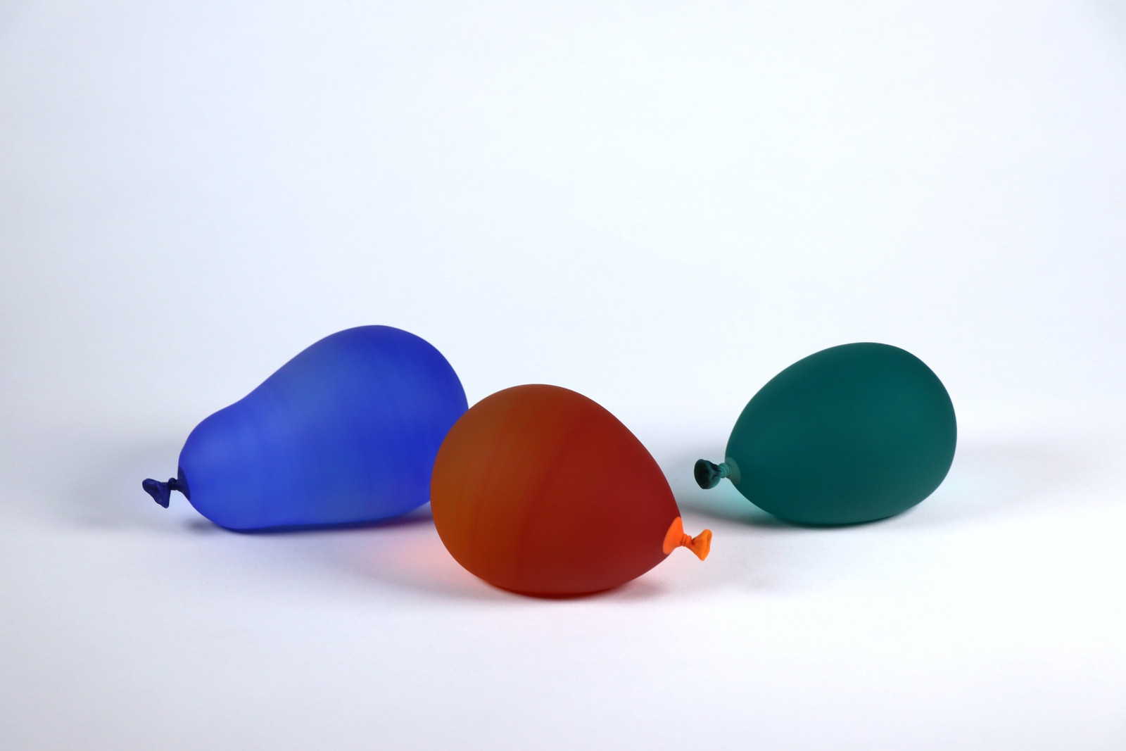 Dylan Martinez - Water Balloons Portfolio IV, 2025, Set of 3 glass sculptures - hot sculpted, sandblasted, acid etched