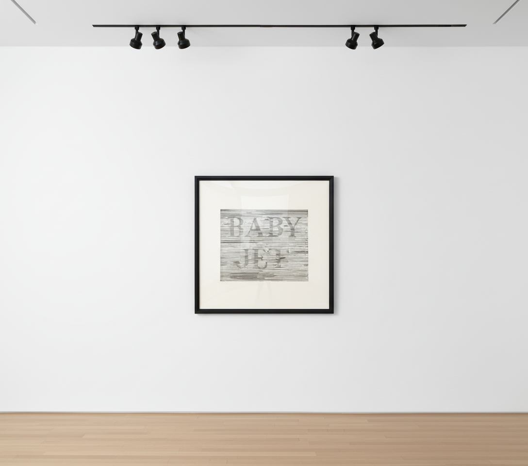 Ed Ruscha - Baby Jet, 2023, Hard ground etching printed in black and blue.