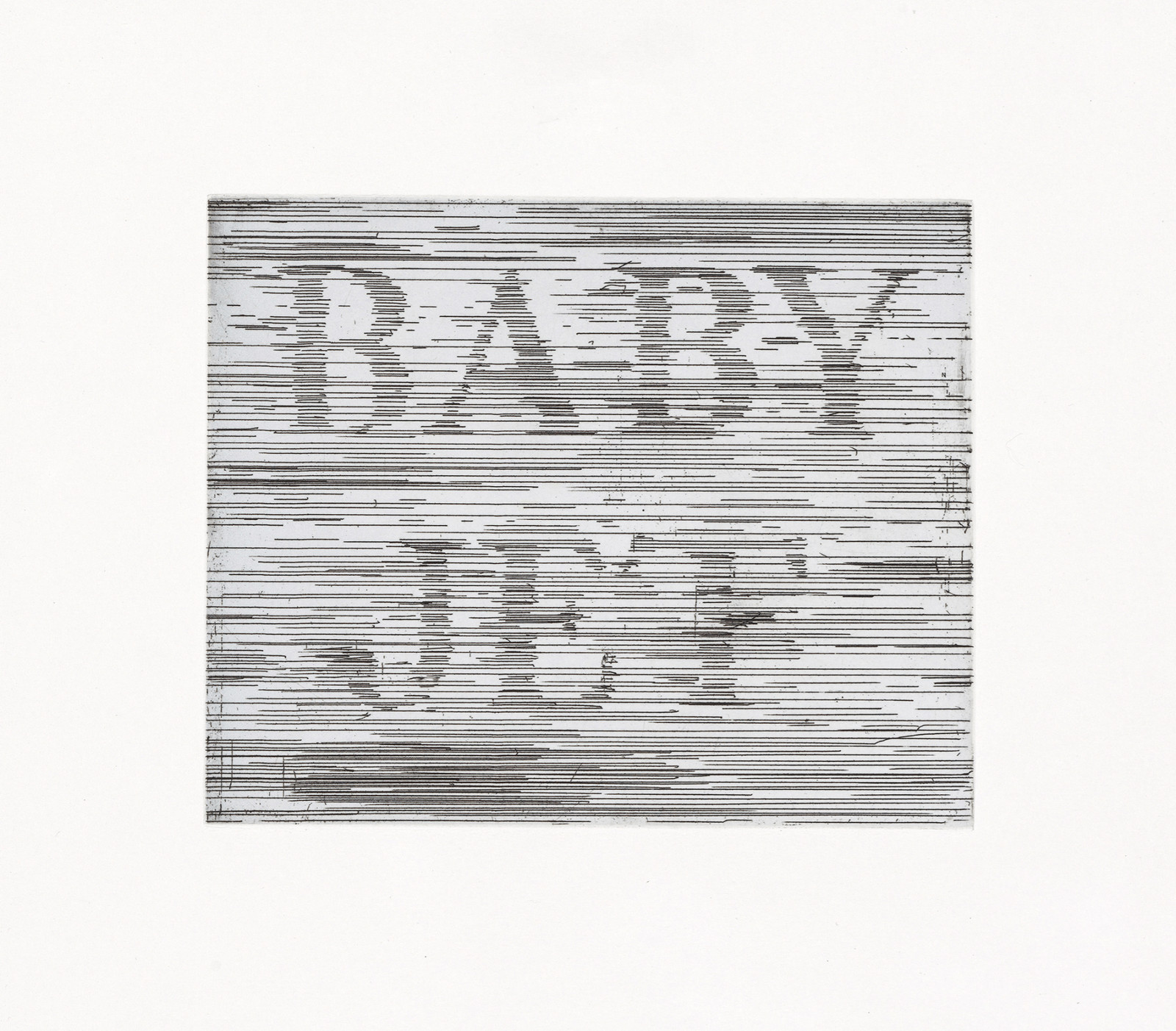 Ed Ruscha - Baby Jet, 2023, Hard ground etching printed in black and blue.