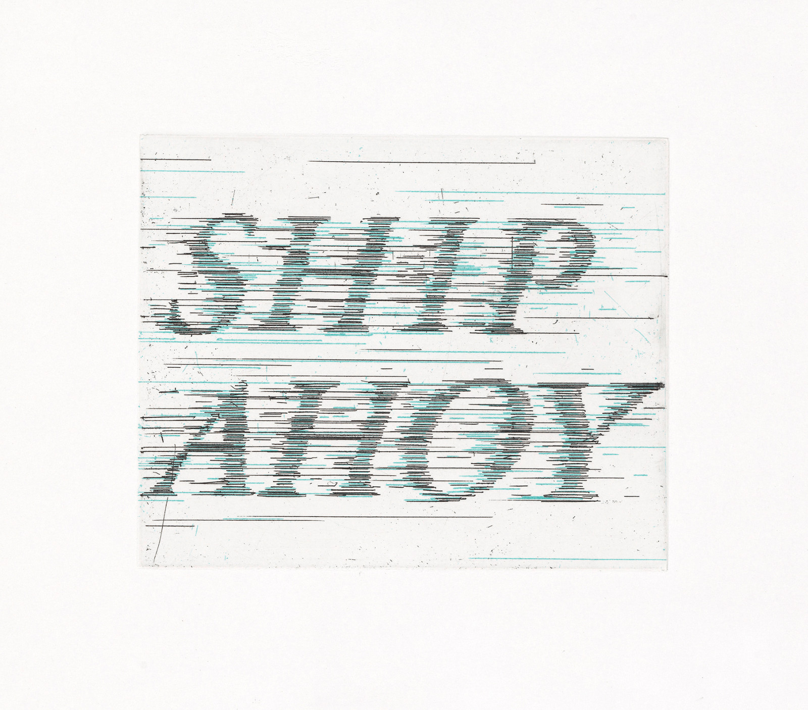 Ed Ruscha - Ship Ahoy, 2023, Hard ground etching printed in black and blue.