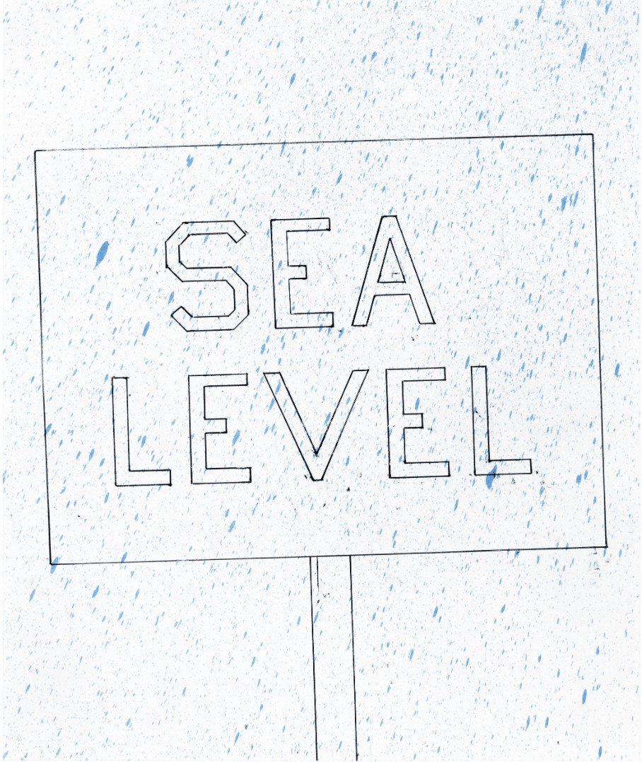 Ed Ruscha - Sign in Rain Storm, 2021, Direct gravure printed in black and blue.