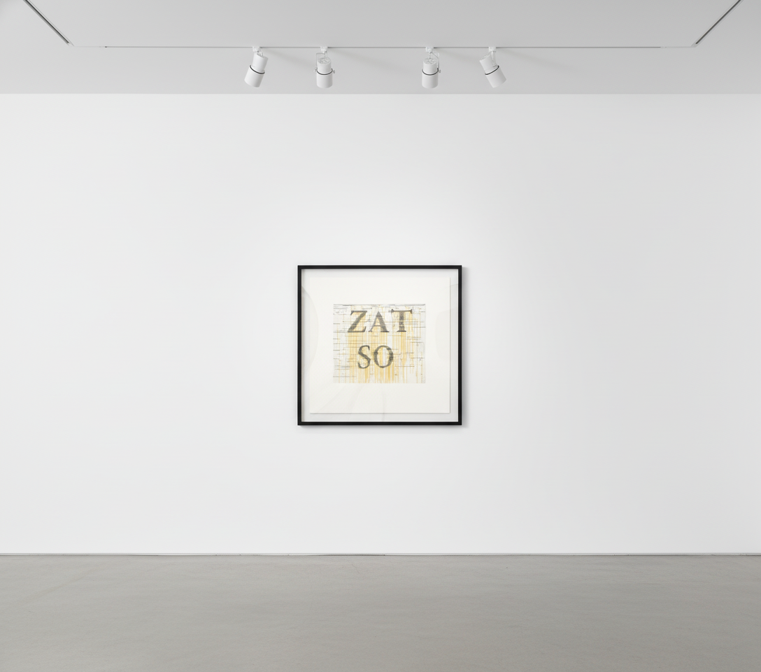 Ed Ruscha - Zat So, 2023, Hard ground etching printed in black and yellow.
