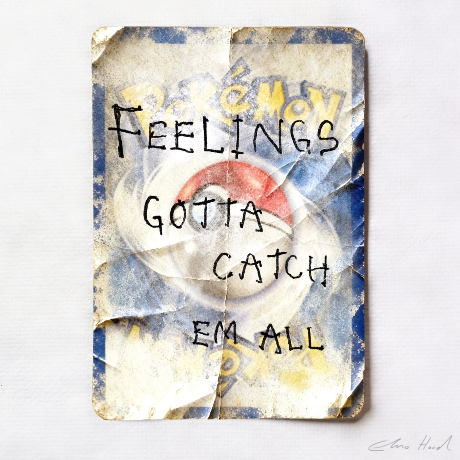 Elmo Hood - Feeling Gotta Catch Em All, 2026, Mixed Media Playing Card on Wooden Backed Canvas | Signed 