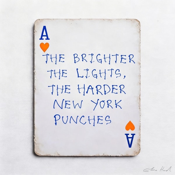 Elmo Hood - New York Punches, 2026, Mixed Media Playing Card on Wooden Backed Canvas | Signed