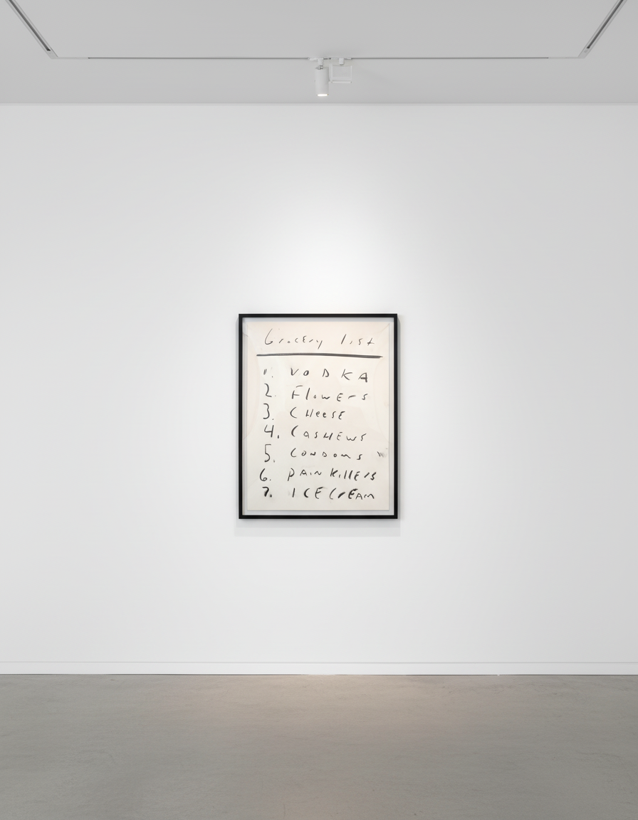 Eric Stefanski - Grocery List, 2023, Charcoal on heavyweight paper