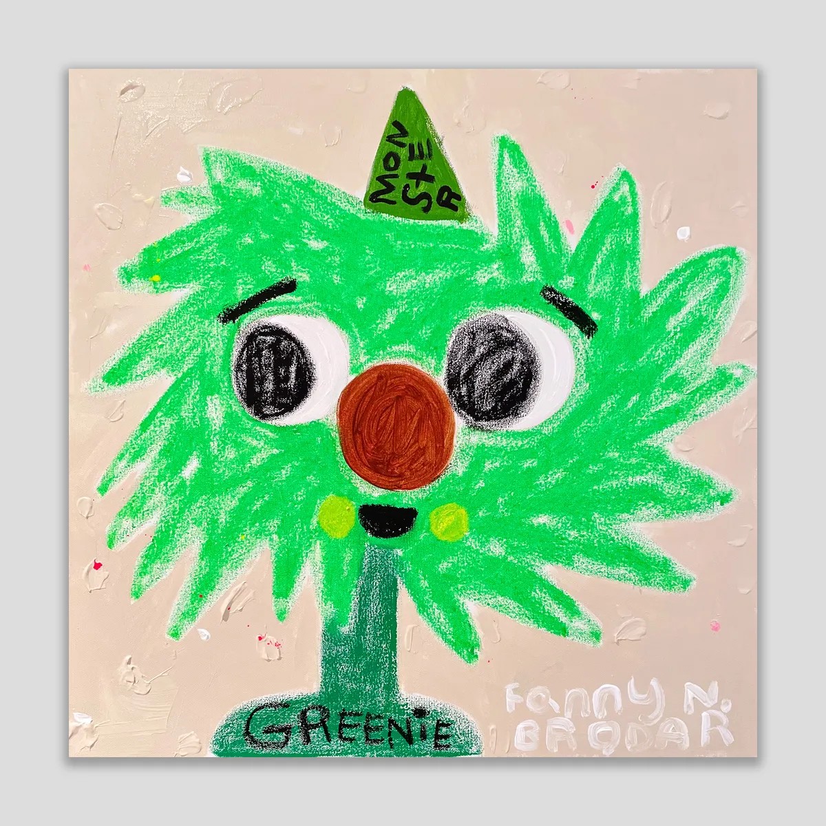 Fanny Brodar - Greenie, 2022, Acrylic and oil stick on canvas