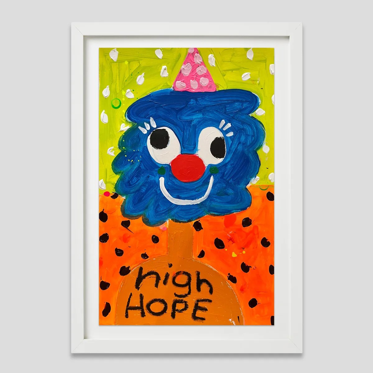 Fanny Brodar - High Hope, 2022, Acrylic and oil stick on heavyweight paper
Framed in a 1 in white from with a ¾ in float