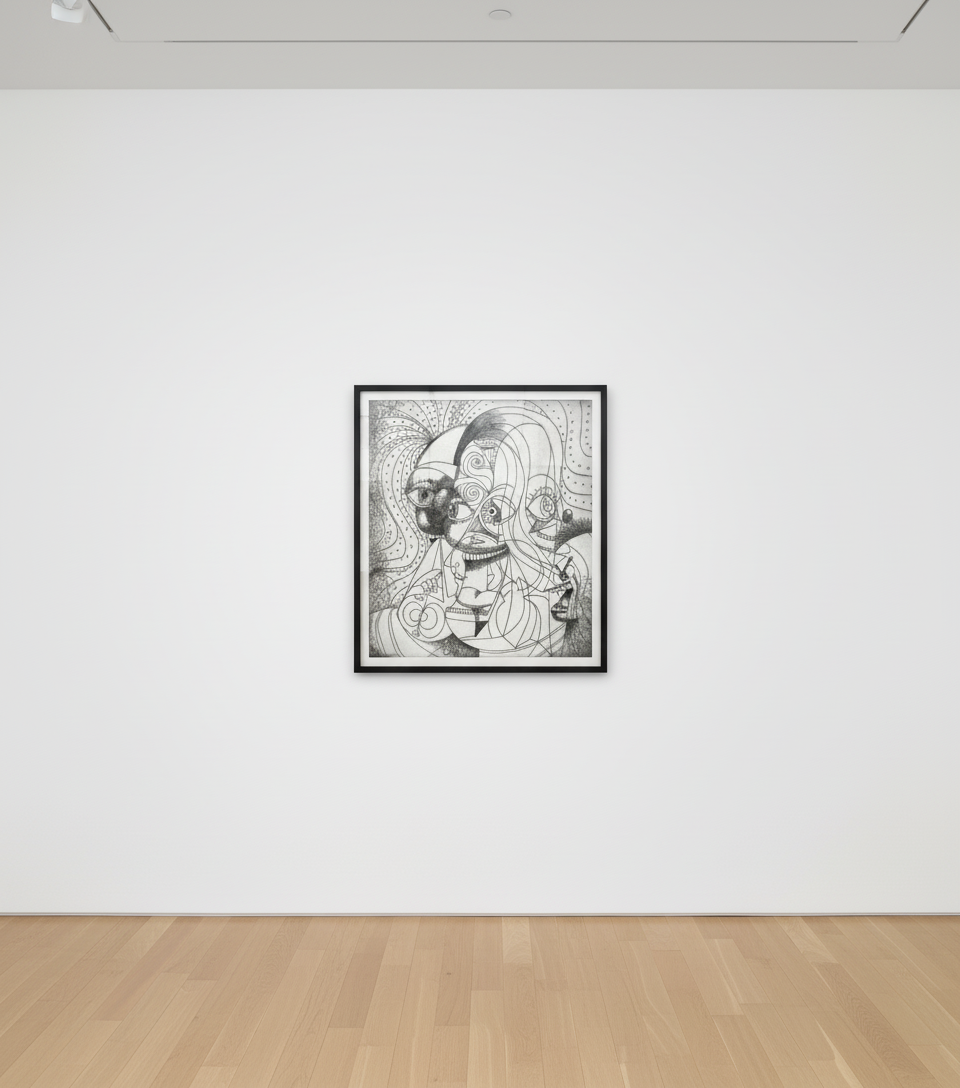 George Condo - Insane Clown, 2019, Etching with drypoint on paper