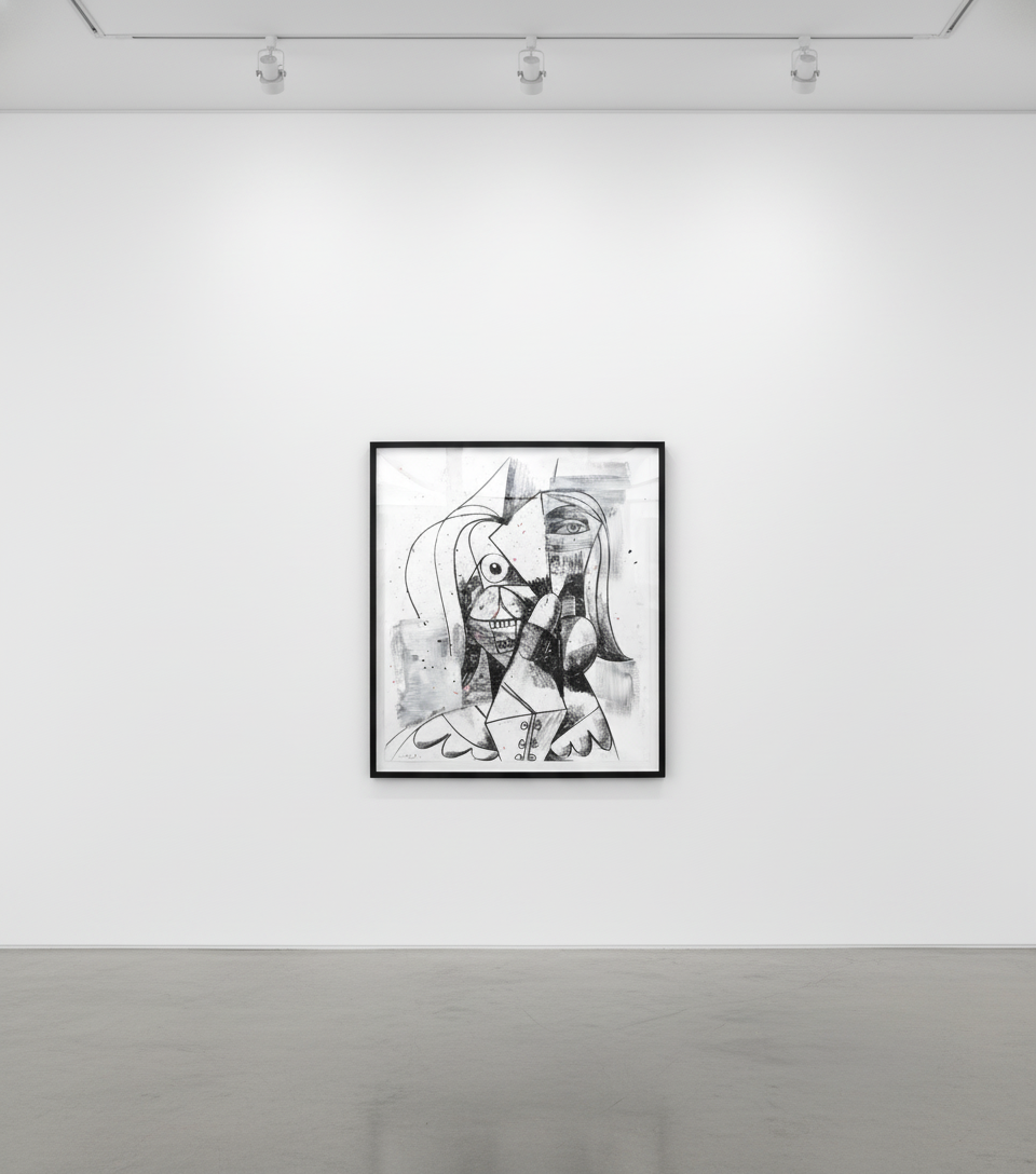 George Condo - Large Female Figure, 2009, Acrylic and charcoal on paper