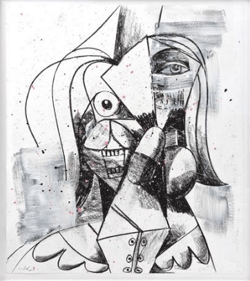 George Condo - Large Female Figure, 2009, Acrylic and charcoal on paper