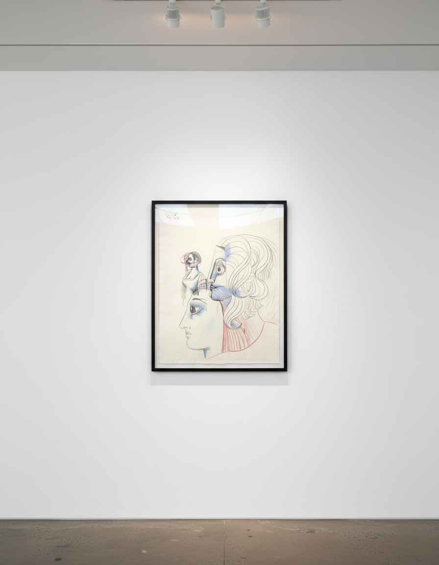 George Condo - Three Figures, 2018, Colored pencil on paper