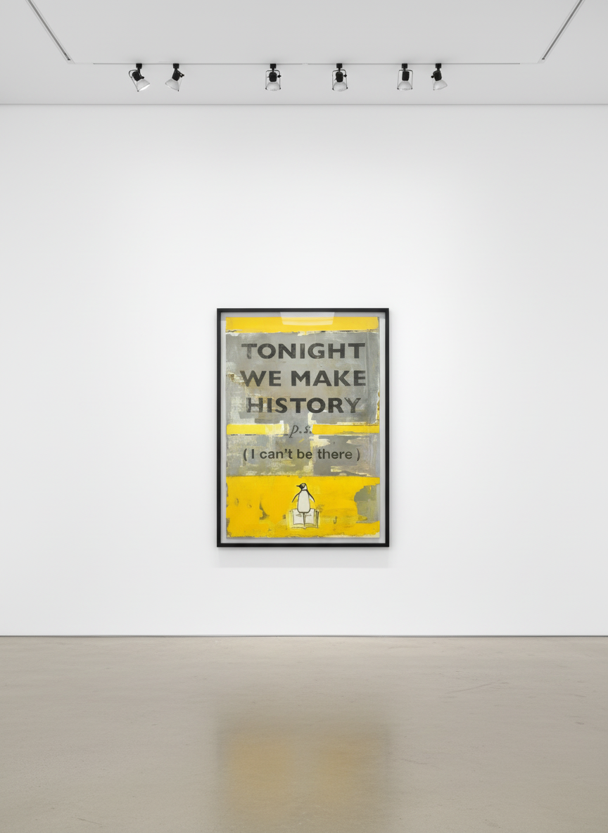 Harland Miller - Tonight We Make History P.S. I Can't Be There (Large), 2018, Screen print