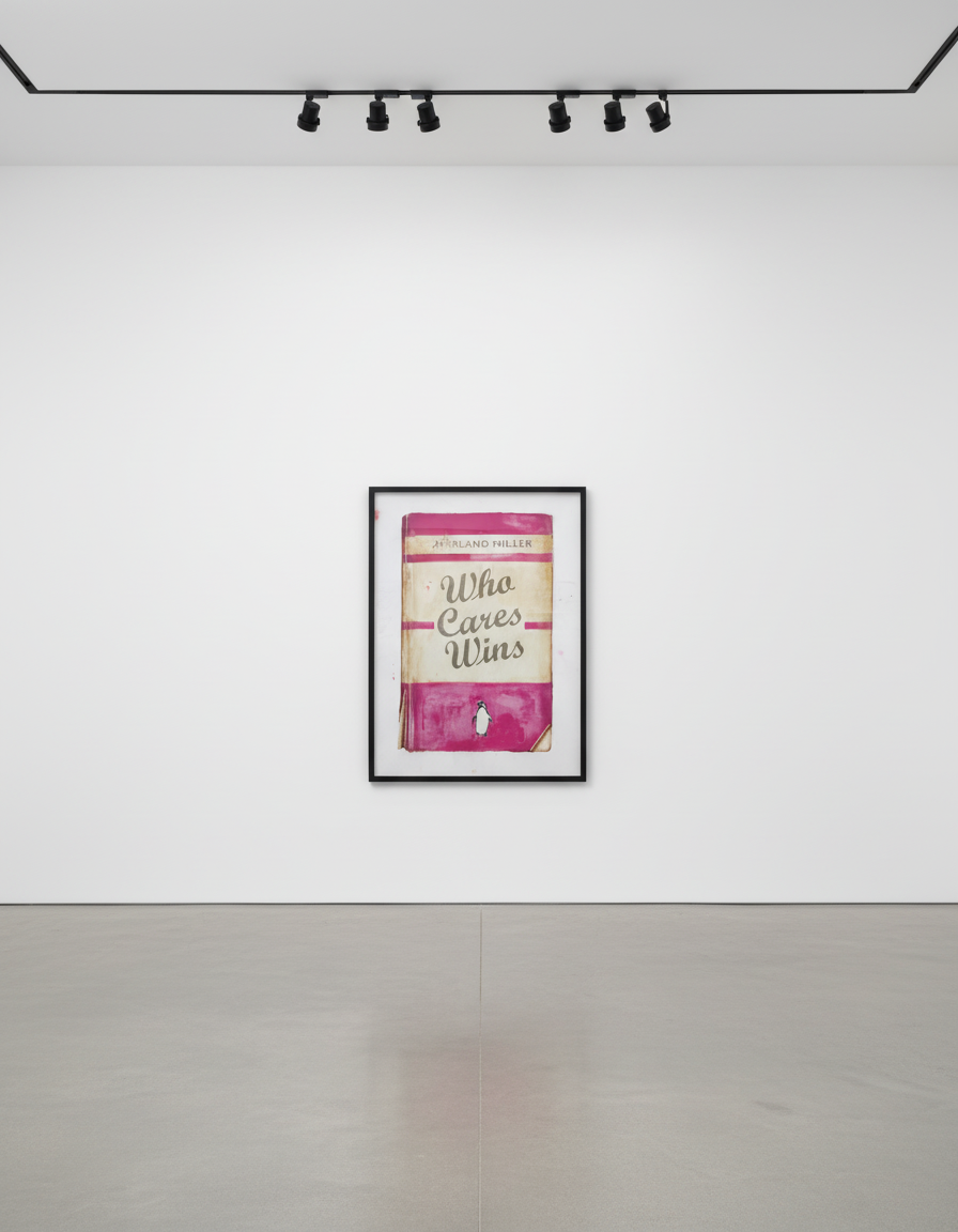 Harland Miller - Who Cares Wins (Pink) from Artists with Liberty, Save Our Human Rights Act, 2016, Lithograph in colors on...