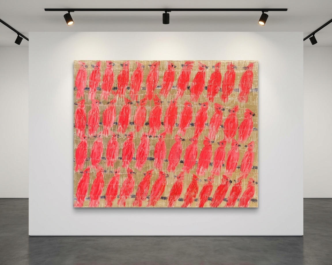 Hunt Slonem - Cardinals Migration South, 2026, Oil on Canvas