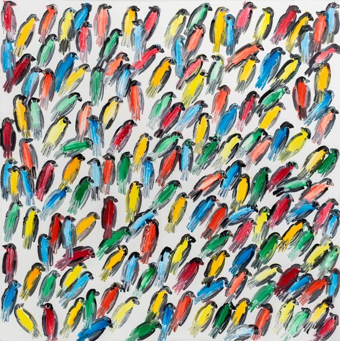Hunt Slonem - Finches Thurs, 2021, Oil on canvas 