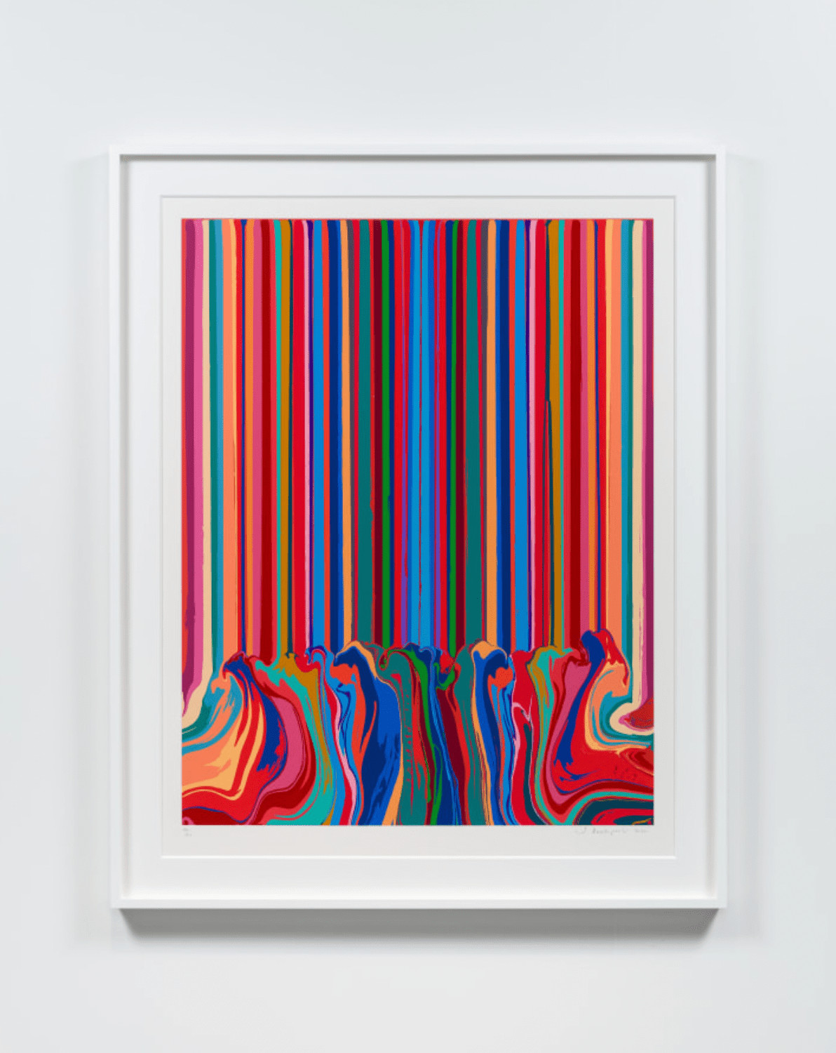 Ian Davenport - Mirror Enamel Red, 2021, Gloss enamel screenprint in 38 colours on Somerset Tub Sized Satin 600gsm paper