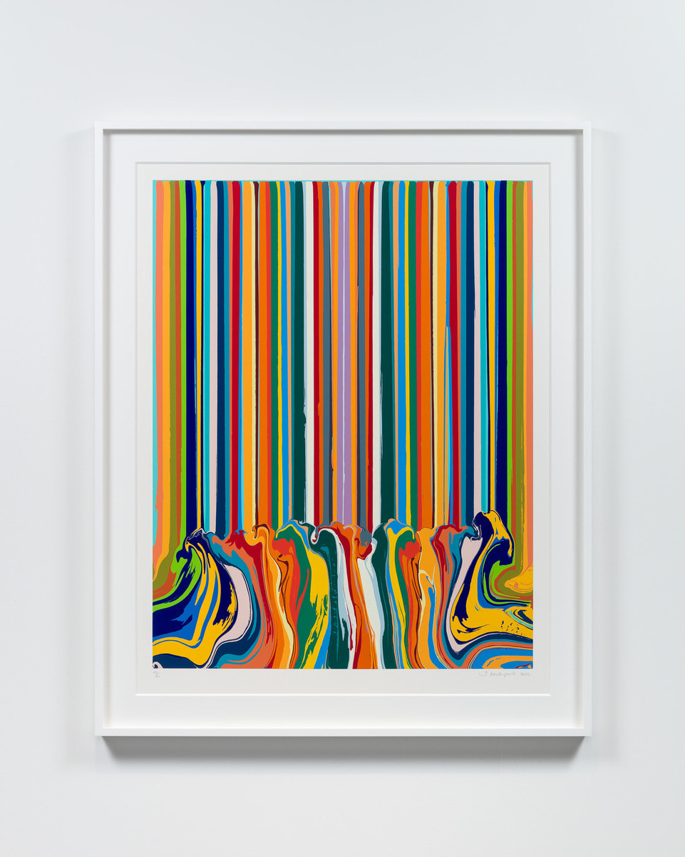 Ian Davenport - Mirror Enamel Yellow, 2021, Gloss enamel screenprint in 38 colours on Somerset Tub Sized Satin 600gsm paper