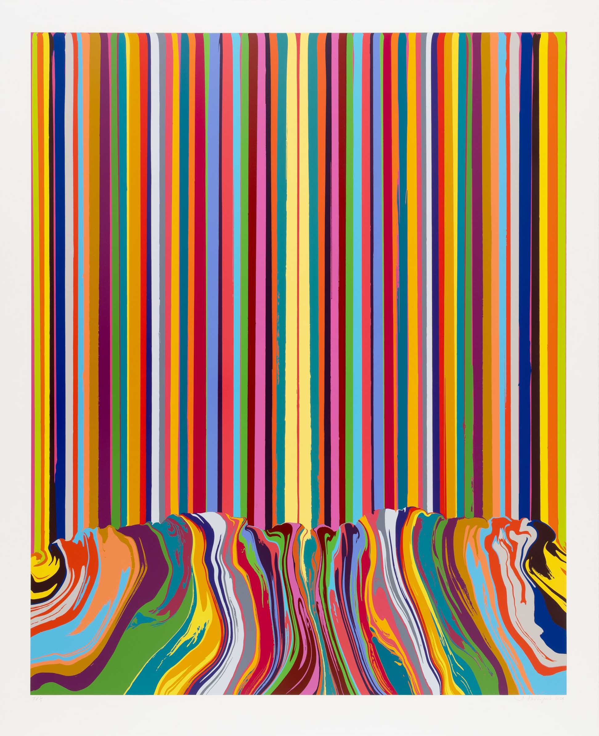Ian Davenport - Pathway (Yellow), 2024, Gloss enamel screenprint on Somerset Tub Sized Satin 600gsm paper