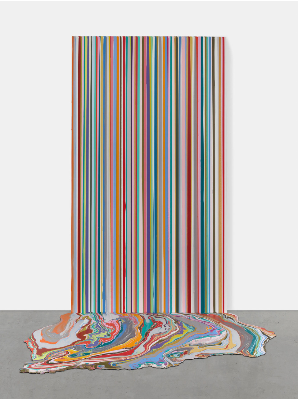 Ian Davenport - White Tide, 2024, acrylic on aluminum mounted onto aluminum panel