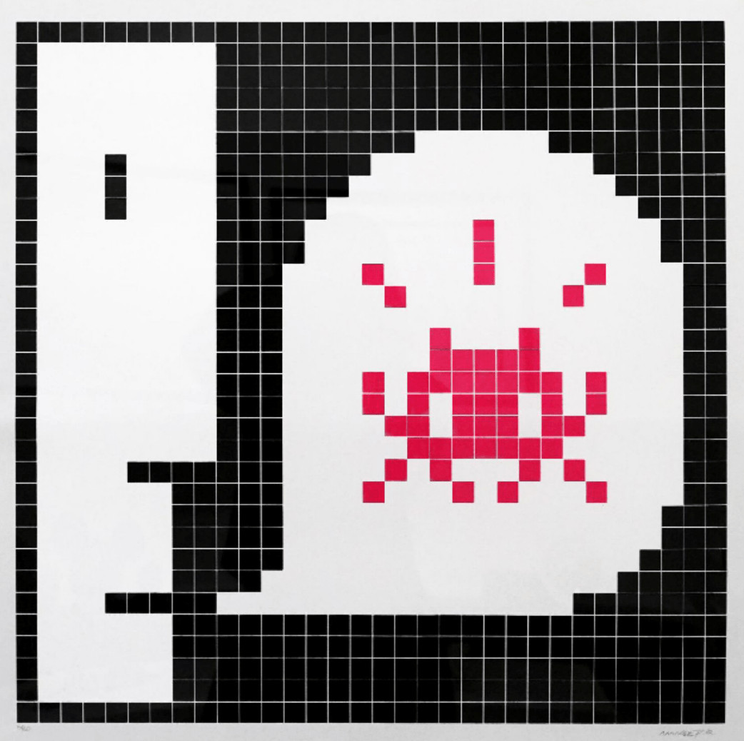 Invader - Alert : System Infected (Magenta), 2021, Silkscreen